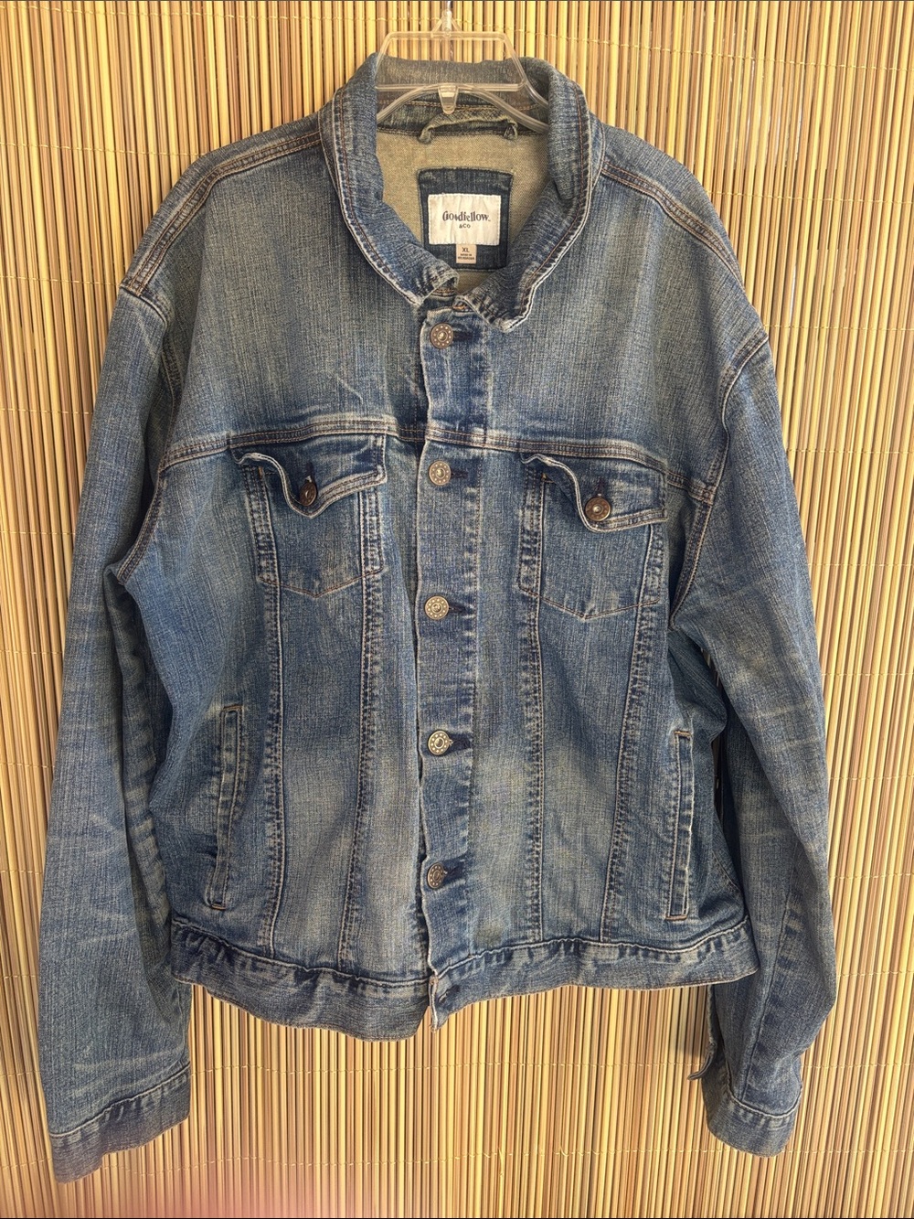 Goodfellow & Co Blue Denim Jacket with Fleece Trim, Men, XL
